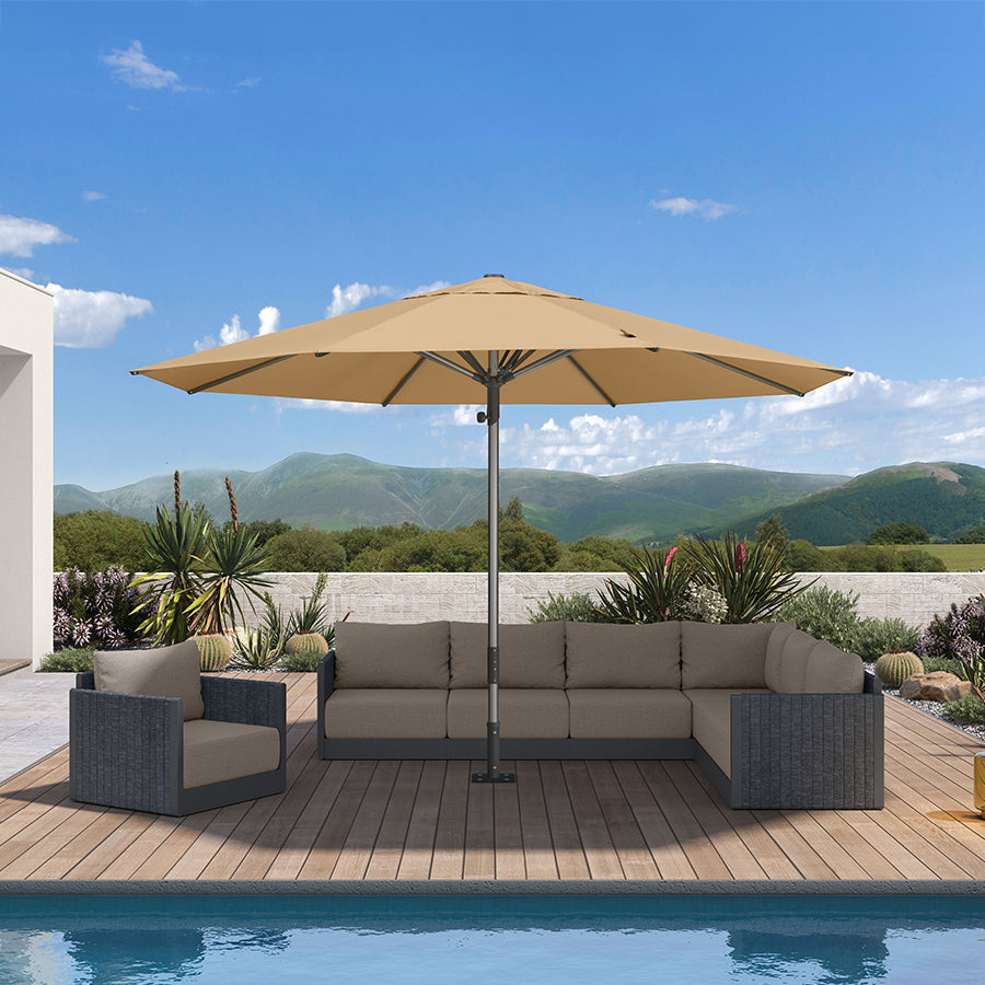 PURPLE LEAF Semi-Auto Extra Large Patio Umbrella Premium Commercial Market Umbrella for Garden, Café and Hotel