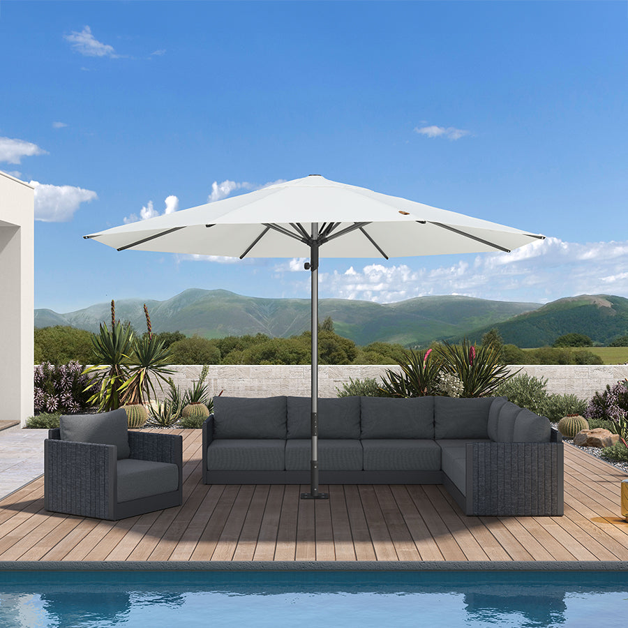 PURPLE LEAF Semi-Auto Extra Large Patio Umbrella Premium Commercial Market Umbrella for Garden, Café and Hotel
