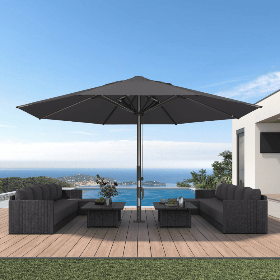 PURPLE LEAF Semi-Auto Extra Large Patio Umbrella Premium Commercial Market Umbrella for Garden, Café and Hotel