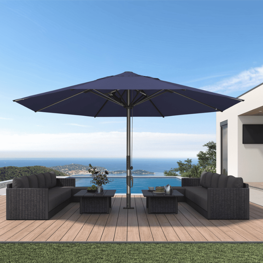 PURPLE LEAF Semi-Auto Extra Large Patio Umbrella Premium Commercial Market Umbrella for Garden, Café and Hotel