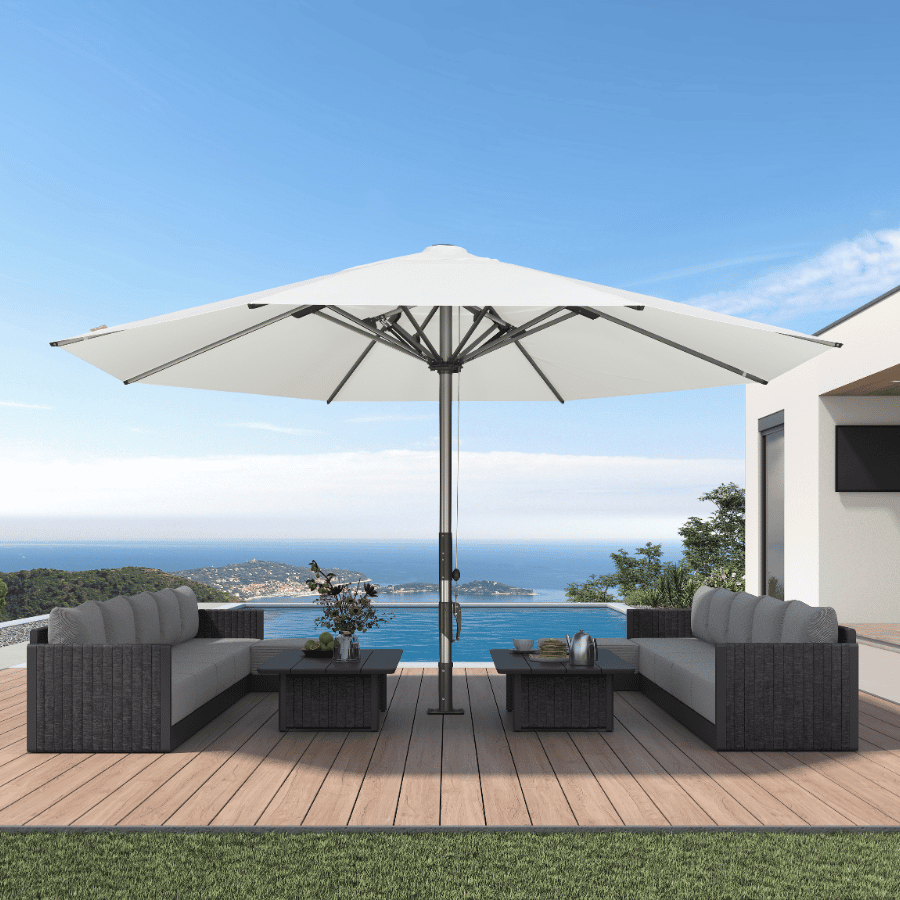 PURPLE LEAF Semi-Auto Extra Large Patio Umbrella Premium Commercial Market Umbrella for Garden, Café and Hotel