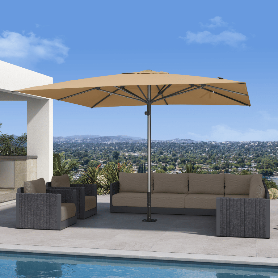 PURPLE LEAF Semi-Auto Extra Large Patio Umbrella Premium Commercial Market Umbrella for Garden, Café and Hotel