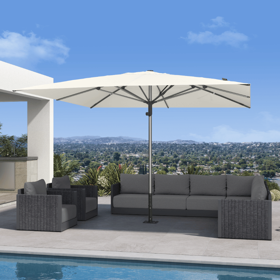 PURPLE LEAF Semi-Auto Extra Large Patio Umbrella Premium Commercial Market Umbrella for Garden, Café and Hotel
