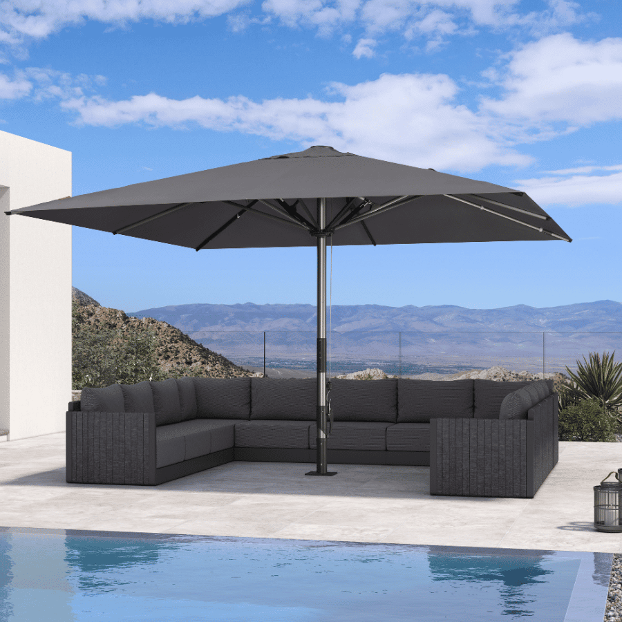 PURPLE LEAF Semi-Auto Extra Large Patio Umbrella Premium Commercial Market Umbrella for Garden, Café and Hotel
