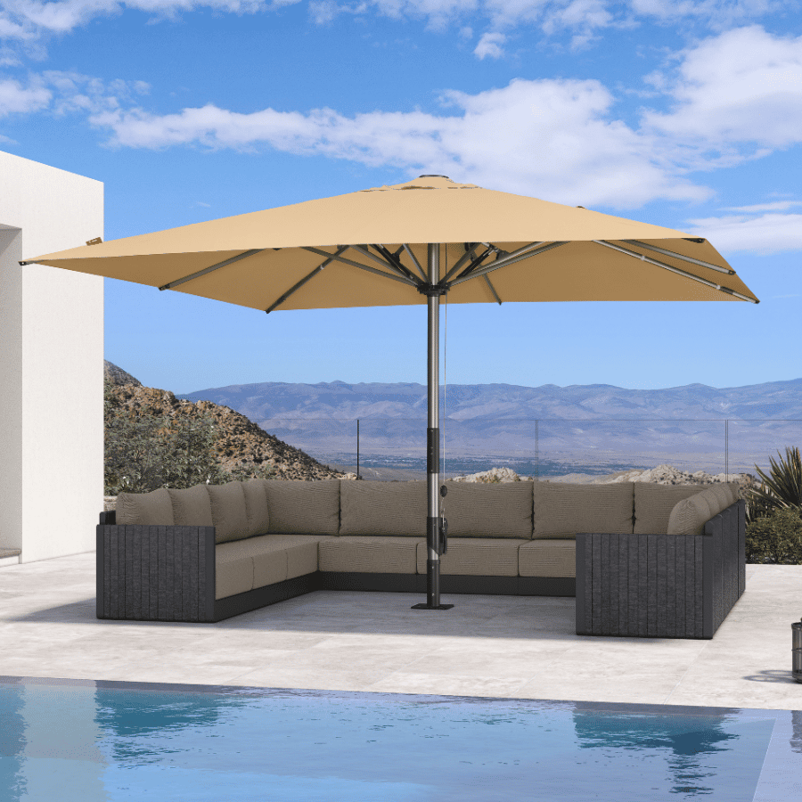 PURPLE LEAF Semi-Auto Extra Large Patio Umbrella Premium Commercial Market Umbrella for Garden, Café and Hotel