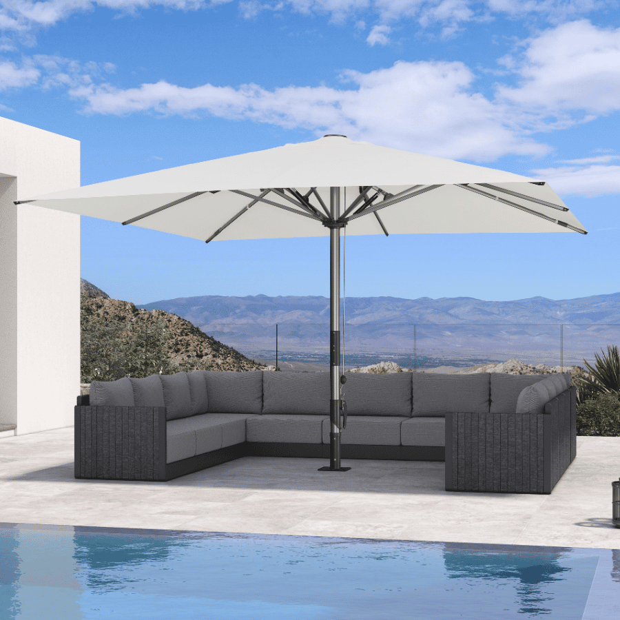 PURPLE LEAF Semi-Auto Extra Large Patio Umbrella Premium Commercial Market Umbrella for Garden, Café and Hotel