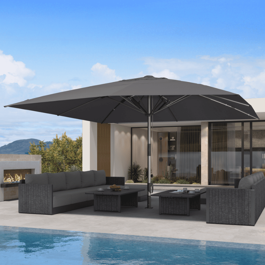 PURPLE LEAF Semi-Auto Extra Large Patio Umbrella Premium Commercial Market Umbrella for Garden, Café and Hotel