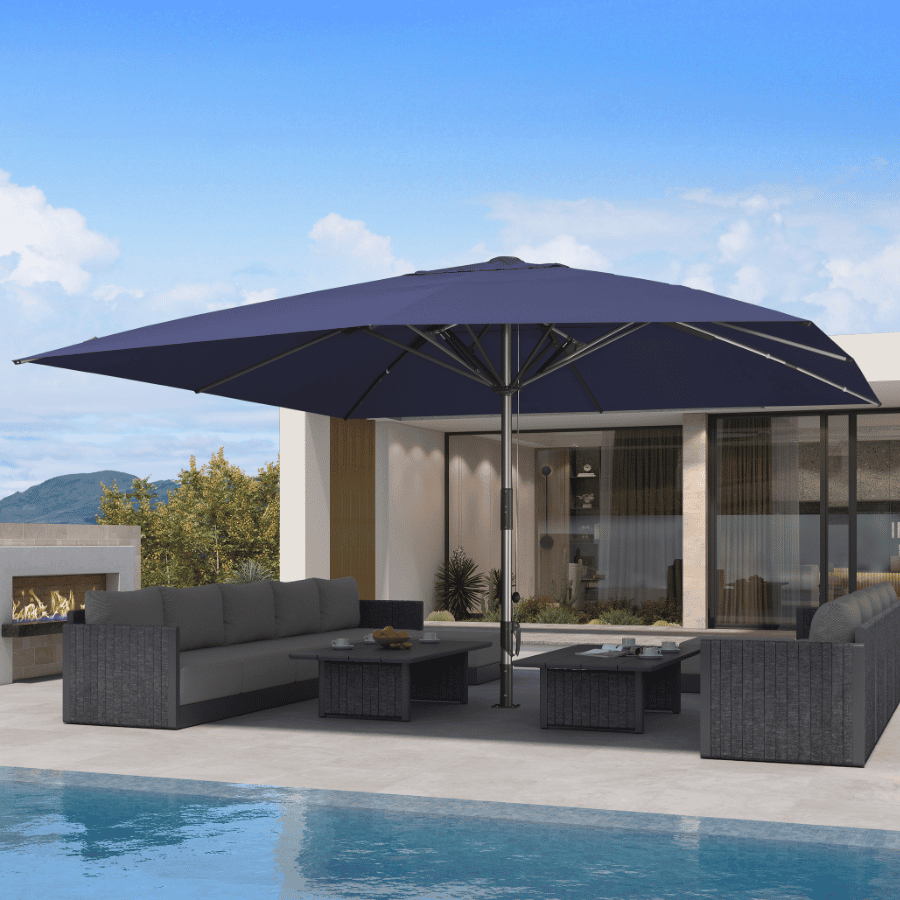 PURPLE LEAF Semi-Auto Extra Large Patio Umbrella Premium Commercial Market Umbrella for Garden, Café and Hotel