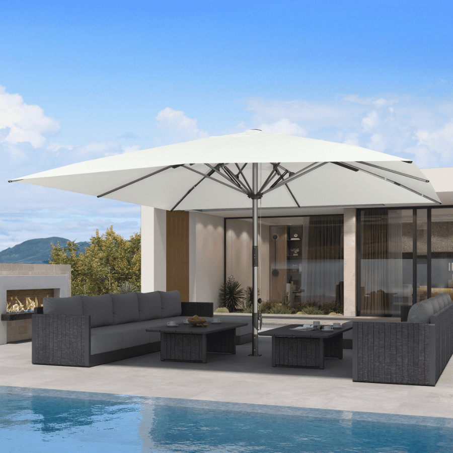 PURPLE LEAF Semi-Auto Extra Large Patio Umbrella Premium Commercial Market Umbrella for Garden, Café and Hotel