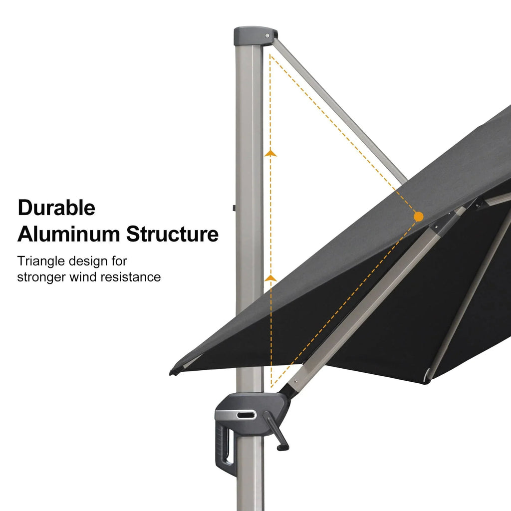 PURPLE LEAF Hailar Deluxe Aluminum Patio Umbrella with Base, Square and Rectangular Umbrella