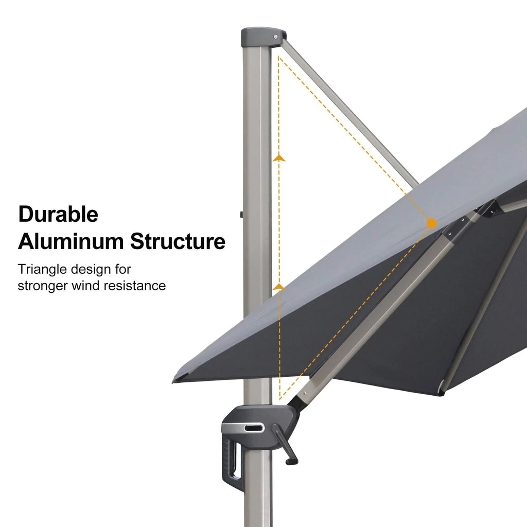 PURPLE LEAF Hailar Deluxe Aluminum Patio Umbrella with Base, Square and Rectangular Umbrella