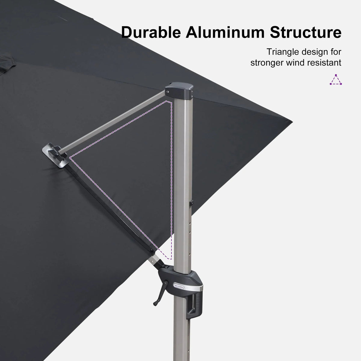 PURPLE LEAF Hailar Deluxe Aluminum Patio Umbrella with Base, Square and Rectangular Umbrella