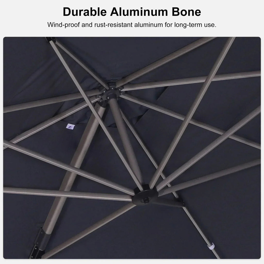 PURPLE LEAF Hailar Deluxe Aluminum Patio Umbrella with Base, Square and Rectangular Umbrella
