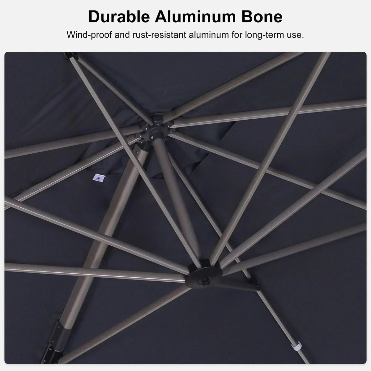 PURPLE LEAF Hailar Deluxe Aluminum Patio Umbrella with Base, Square and Rectangular Umbrella