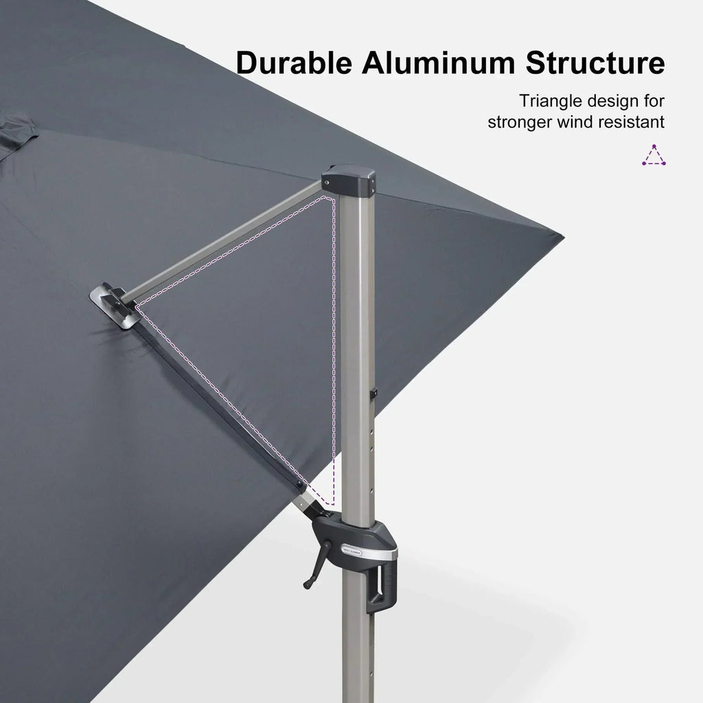 PURPLE LEAF Hailar Deluxe Aluminum Patio Umbrella with Base, Square and Rectangular Umbrella