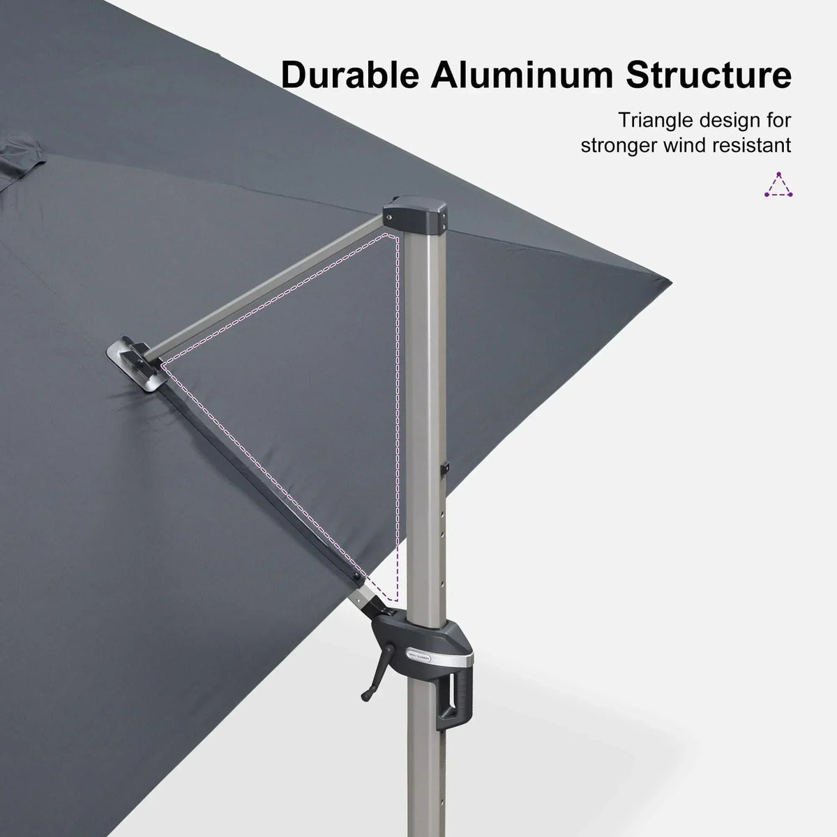 PURPLE LEAF Hailar Deluxe Aluminum Patio Umbrella with Base, Square and Rectangular Umbrella