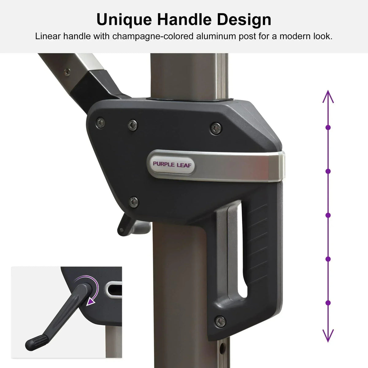 PURPLE LEAF Hailar Deluxe Aluminum Patio Umbrella with Base, Square and Rectangular Umbrella