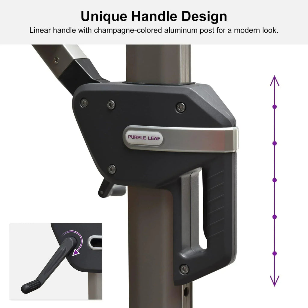 PURPLE LEAF Hailar Deluxe Aluminum Patio Umbrella with Base, Square and Rectangular Umbrella