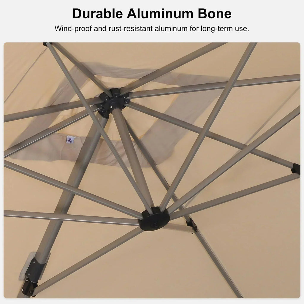 PURPLE LEAF Hailar Deluxe Aluminum Patio Umbrella with Base, Square and Rectangular Umbrella