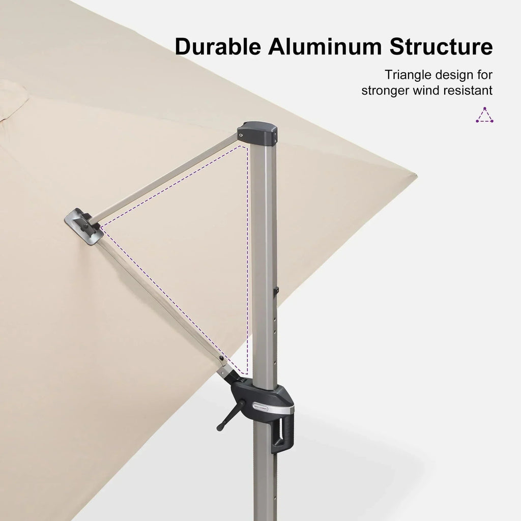 PURPLE LEAF Hailar Deluxe Aluminum Patio Umbrella with Base, Square and Rectangular Umbrella