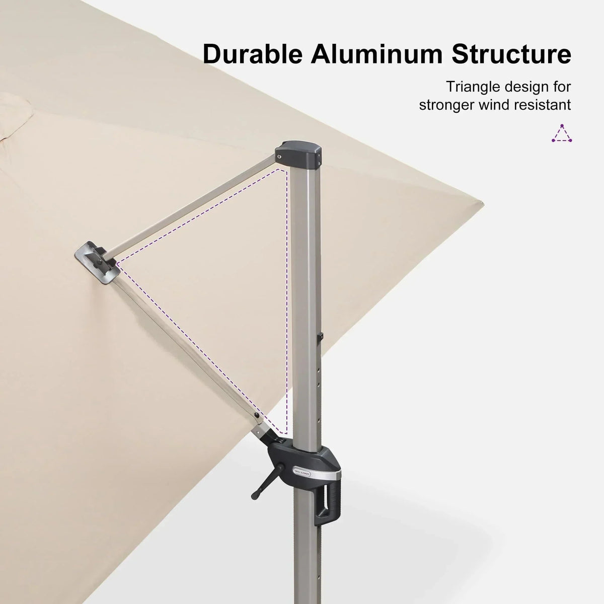 PURPLE LEAF Hailar Deluxe Aluminum Patio Umbrella with Base, Square and Rectangular Umbrella