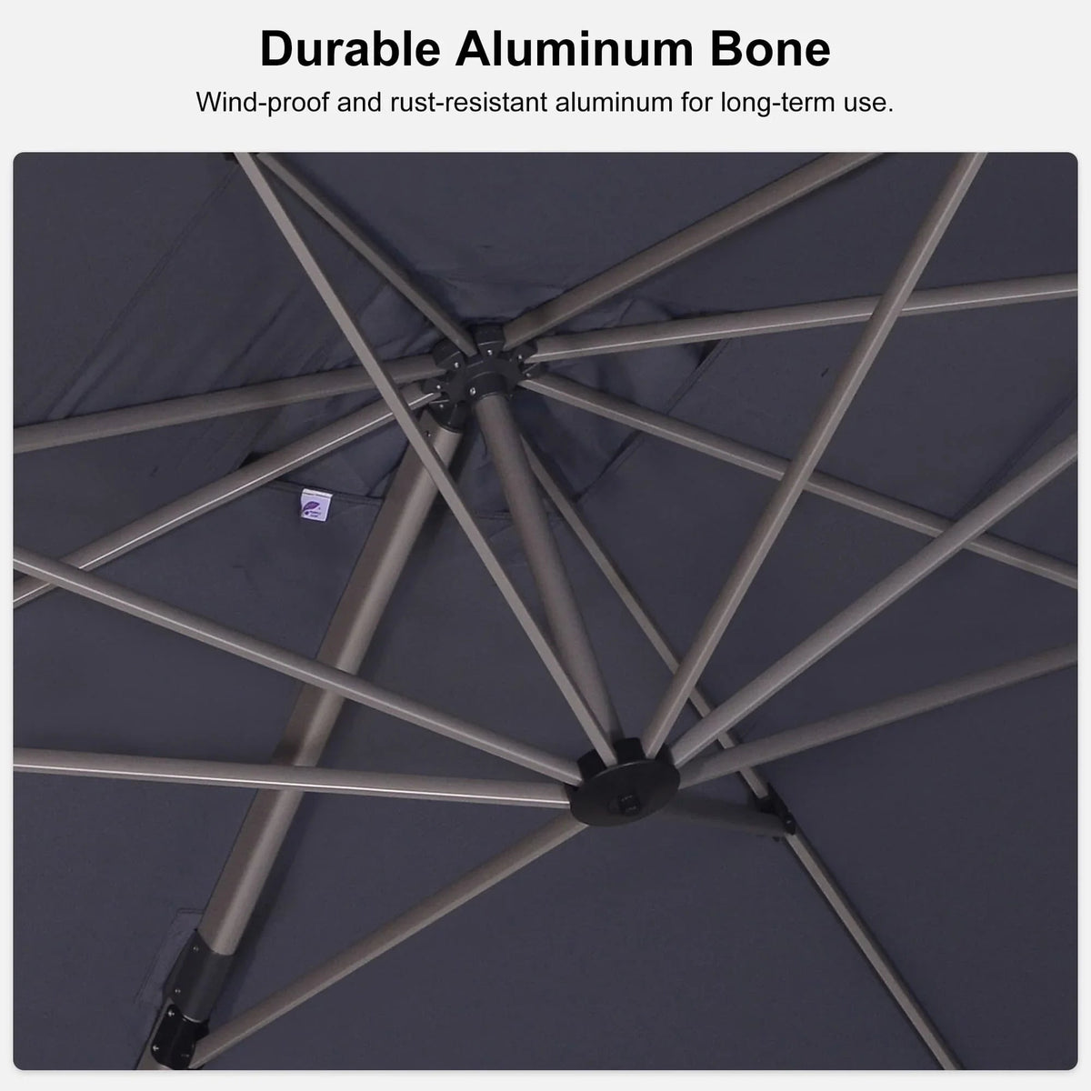 PURPLE LEAF Hailar Deluxe Aluminum Patio Umbrella with Base, Square and Rectangular Umbrella