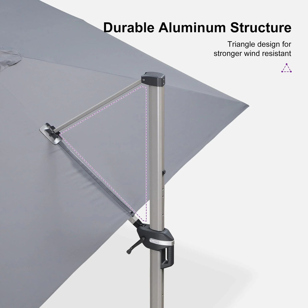 PURPLE LEAF Hailar Deluxe Aluminum Patio Umbrella with Base, Square and Rectangular Umbrella