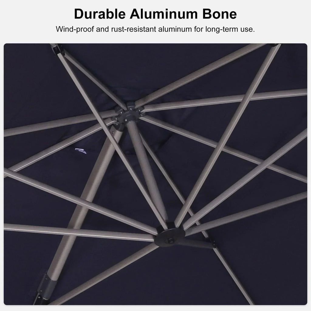 PURPLE LEAF Hailar Deluxe Aluminum Patio Umbrella with Base, Square and Rectangular Umbrella