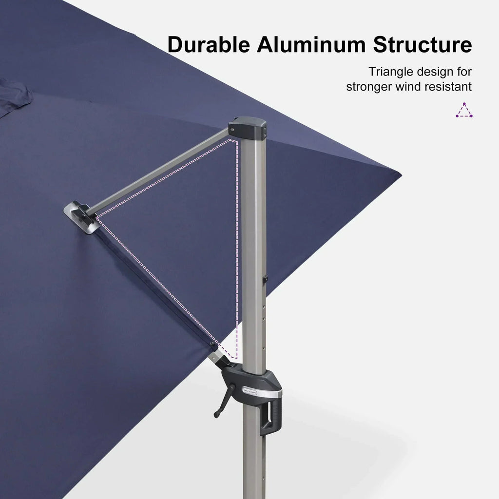 PURPLE LEAF Hailar Deluxe Aluminum Patio Umbrella with Base, Square and Rectangular Umbrella