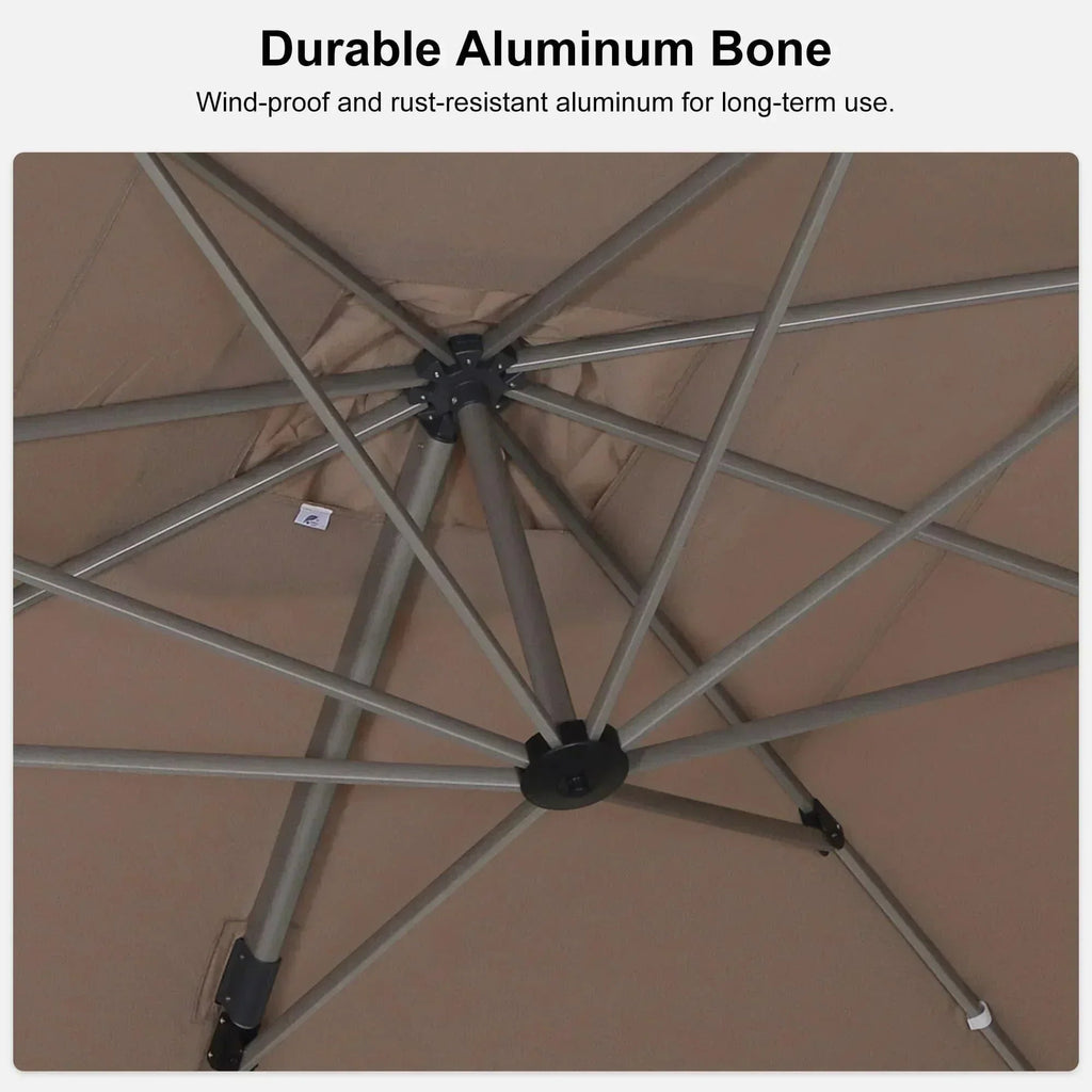 PURPLE LEAF Hailar Deluxe Aluminum Patio Umbrella with Base, Square and Rectangular Umbrella