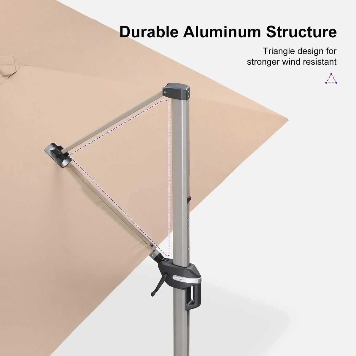 PURPLE LEAF Hailar Deluxe Aluminum Patio Umbrella with Base, Square and Rectangular Umbrella