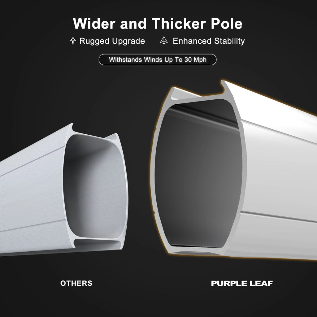 PURPLE LEAF Round Cantilever Umbrella with Base, Outdoor Umbrellas with Lights