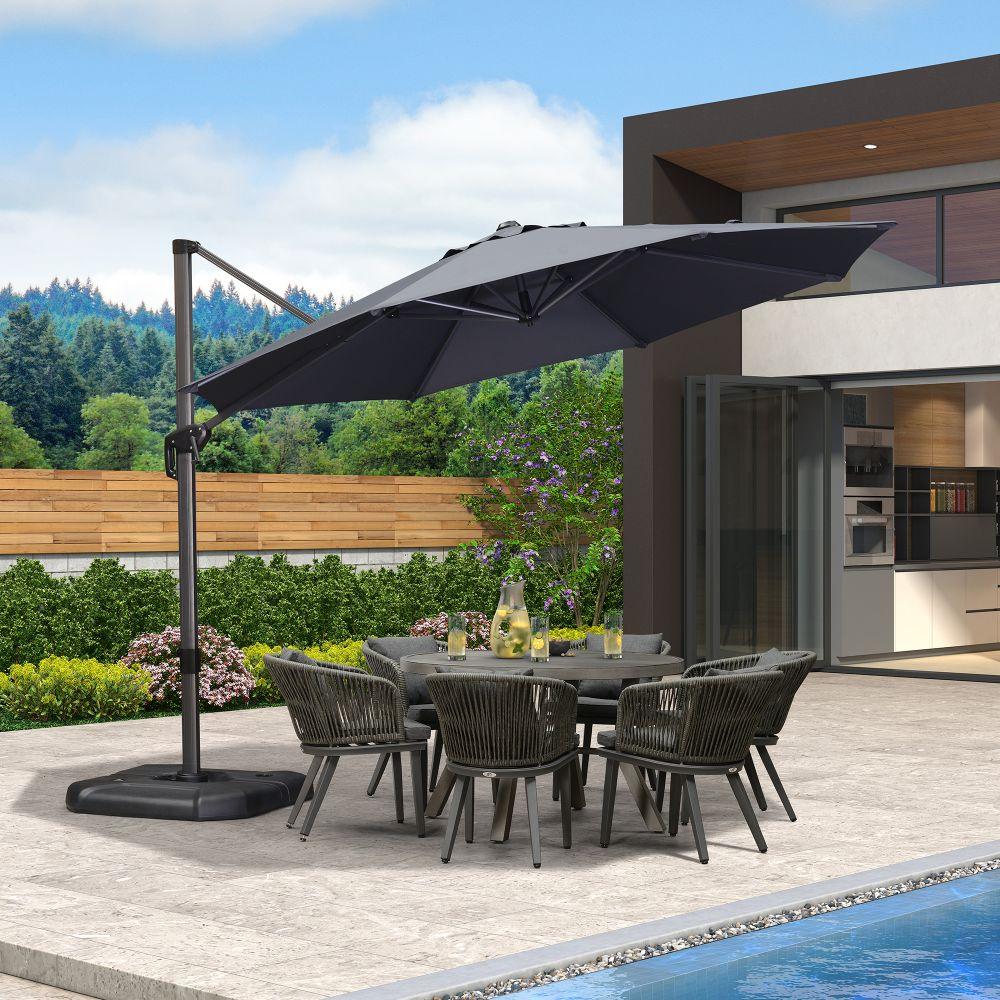 PURPLE LEAF Affordable Outdoor Umbrella with Base, Round Cantilever Umbrella for Garden