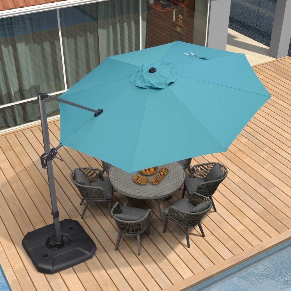 PURPLE LEAF Affordable Outdoor Umbrella with Base, Round Cantilever Umbrella for Garden