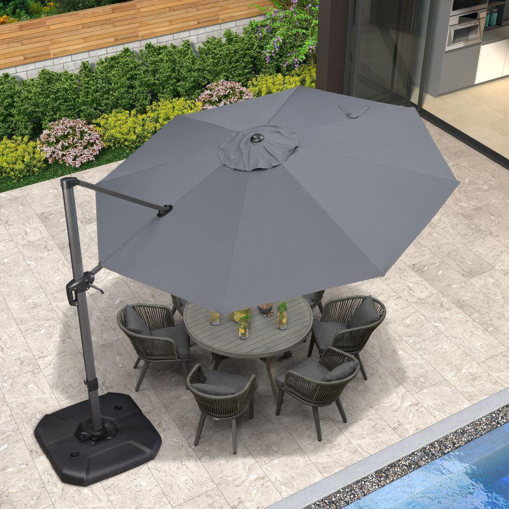 PURPLE LEAF Affordable Outdoor Umbrella with Base, Round Cantilever Umbrella for Garden