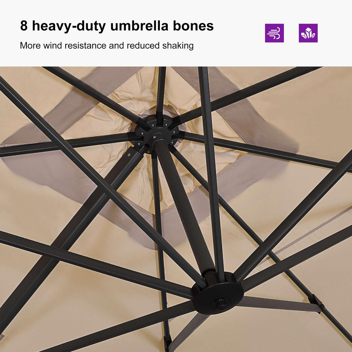 PURPLE LEAF Affordable Patio Umbrella with Base, Square and Rectangular Outdoor Umbrella
