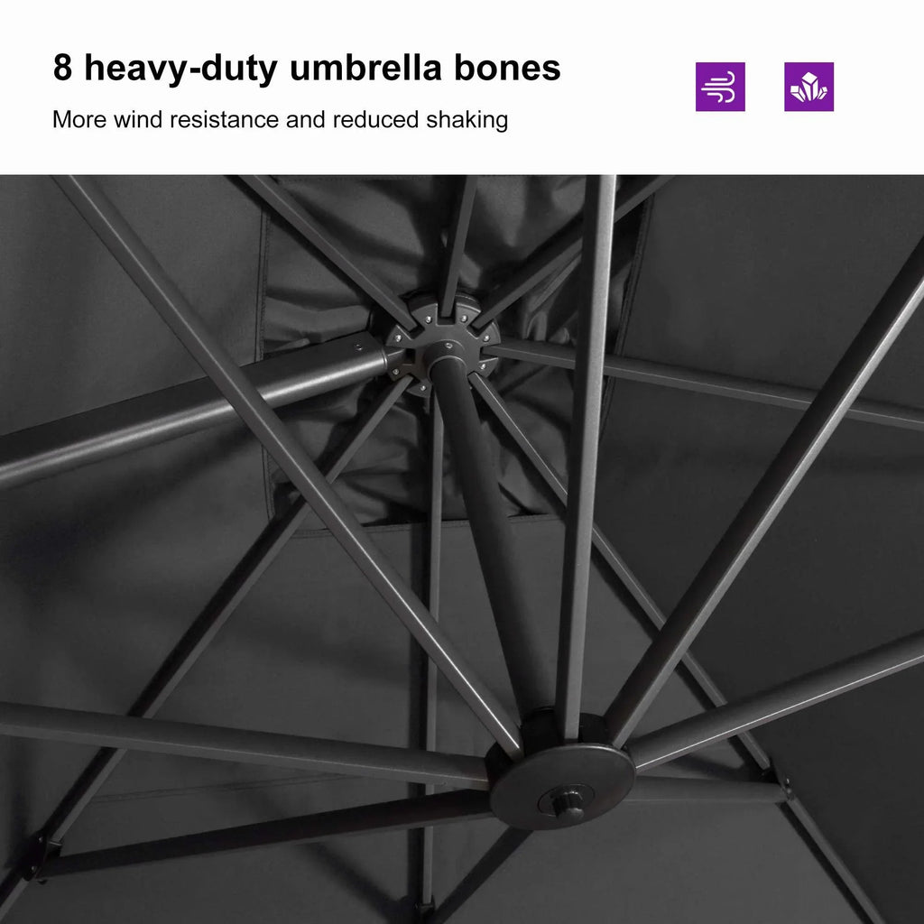PURPLE LEAF Affordable Patio Umbrella with Base, Square and Rectangular Outdoor Umbrella