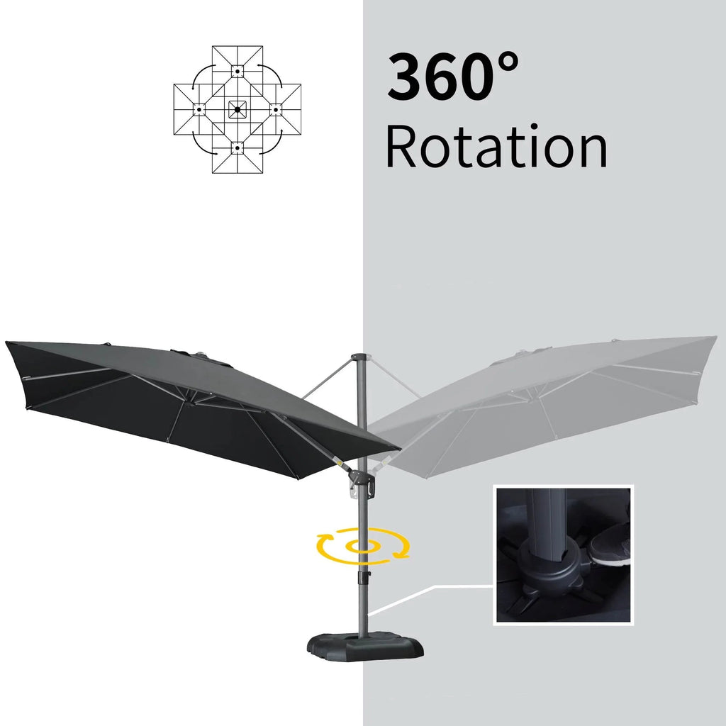 PURPLE LEAF Affordable Patio Umbrella with Base, Square and Rectangular Outdoor Umbrella