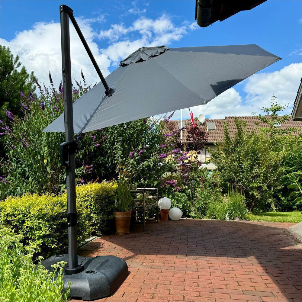 PURPLE LEAF Affordable Outdoor Umbrella with Base, Round Cantilever Umbrella for Garden