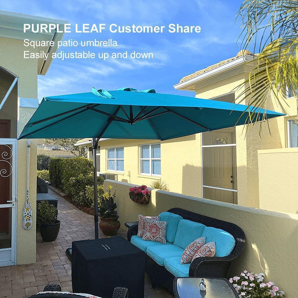 PURPLE LEAF Affordable Patio Umbrella with Base, Square and Rectangular Outdoor Umbrella