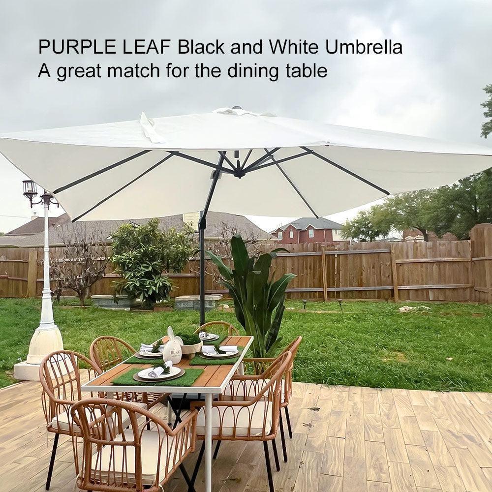 PURPLE LEAF Affordable Patio Umbrella with Base, Square and Rectangular Outdoor Umbrella