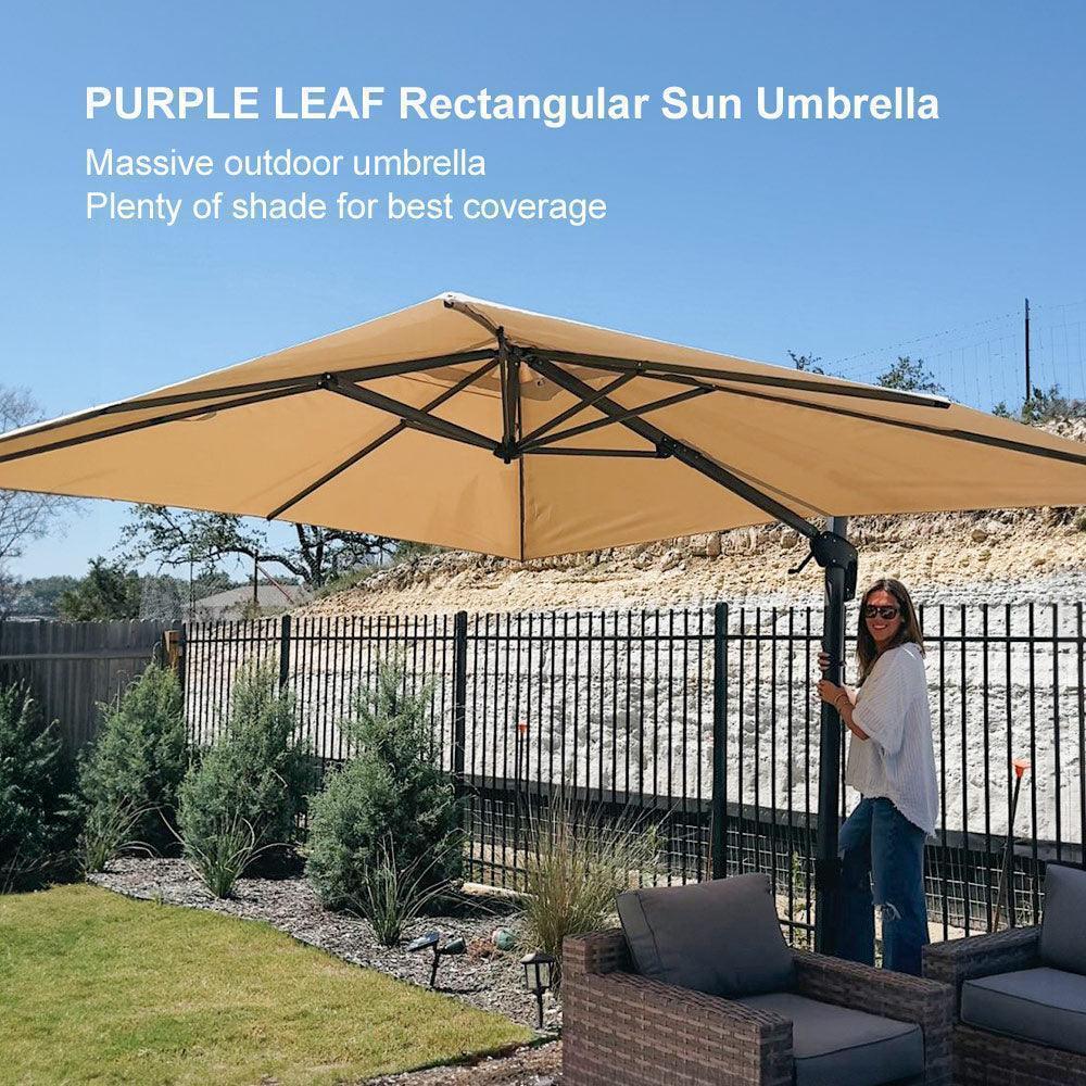 PURPLE LEAF Affordable Patio Umbrella with Base, Square and Rectangular Outdoor Umbrella
