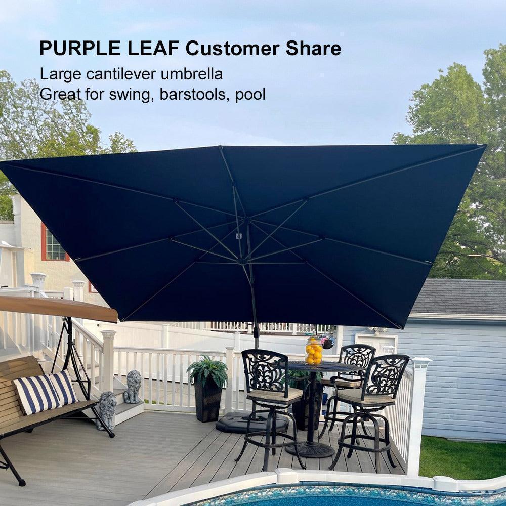 PURPLE LEAF Affordable Patio Umbrella with Base, Square and Rectangular Outdoor Umbrella