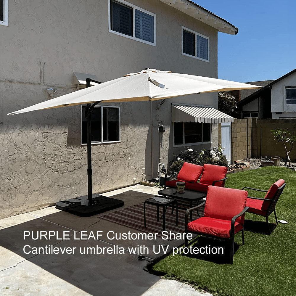 PURPLE LEAF Affordable Patio Umbrella with Base, Square and Rectangular Outdoor Umbrella