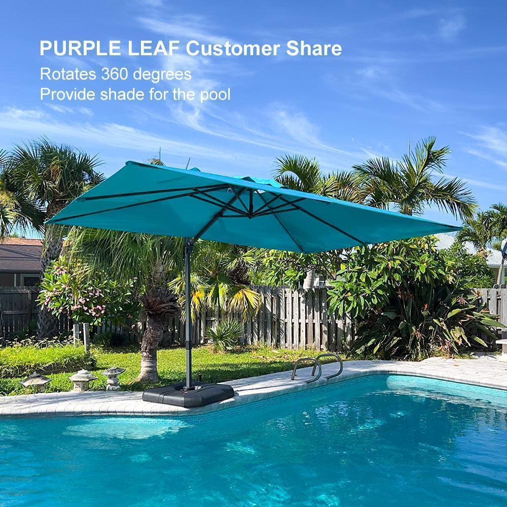 PURPLE LEAF Affordable Patio Umbrella with Base, Square and Rectangular Outdoor Umbrella