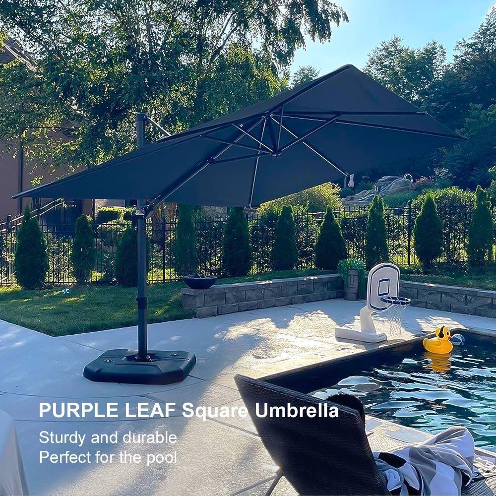 PURPLE LEAF Affordable Patio Umbrella with Base, Square and Rectangular Outdoor Umbrella