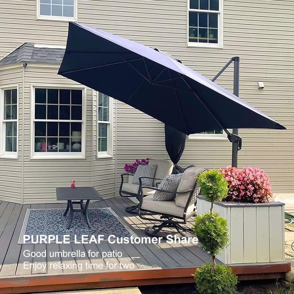 PURPLE LEAF Affordable Patio Umbrella with Base, Square and Rectangular Outdoor Umbrella