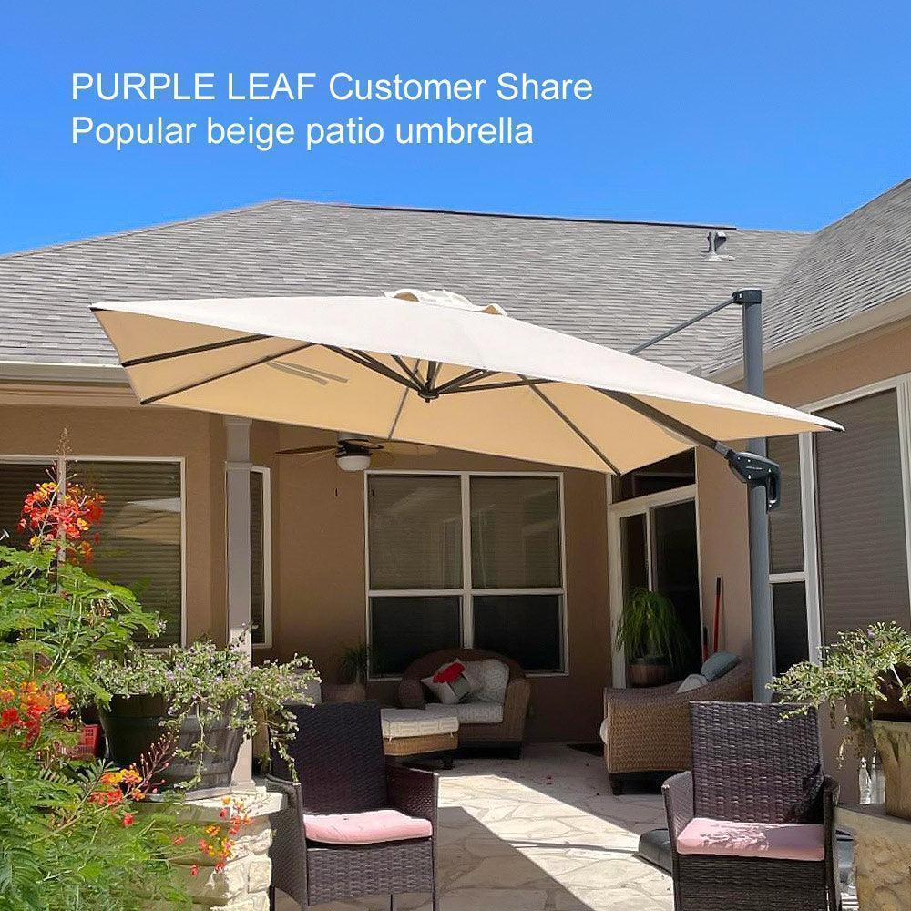 PURPLE LEAF Affordable Patio Umbrella with Base, Square and Rectangular Outdoor Umbrella