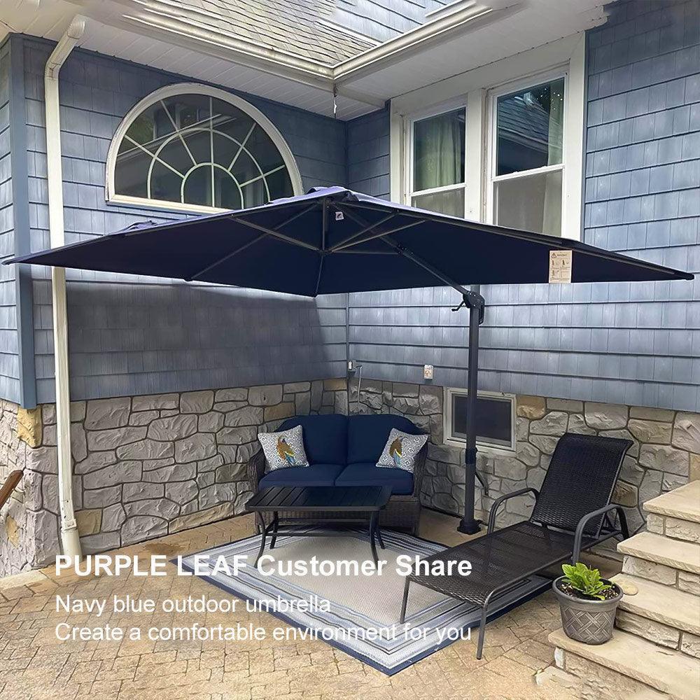 PURPLE LEAF Affordable Patio Umbrella with Base, Square and Rectangular Outdoor Umbrella