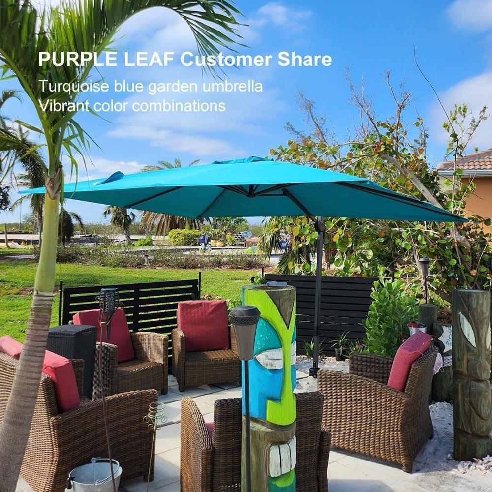 PURPLE LEAF Affordable Patio Umbrella with Base, Square and Rectangular Outdoor Umbrella